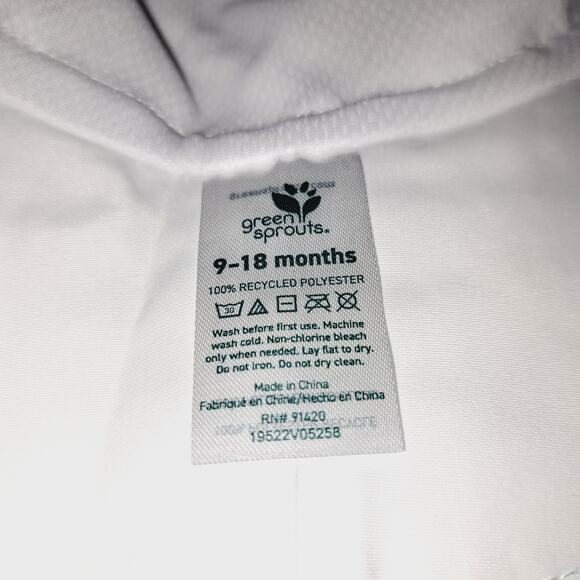 Green Sprouts 9-18 M 100% Recycled Polyester White Sun Hat - Picture 9 of 10